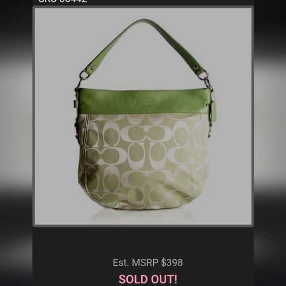 Coach Zoe Signature Large Convertible Hobo Handbag Green - Picture 10 of 10